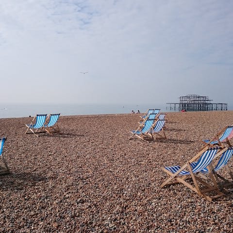 Find a spot to sit and relax on Brighton's famous pebble beach, reached in less than five minutes on foot