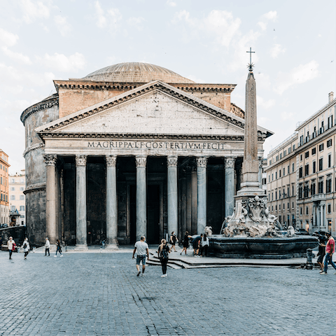 Pay a visit to Rome's ancient Pantheon temple, not far from your doorstep