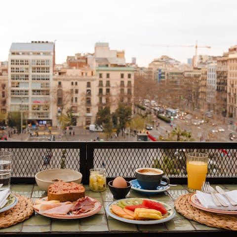 Start your morning with breakfast in the rooftop restaurant