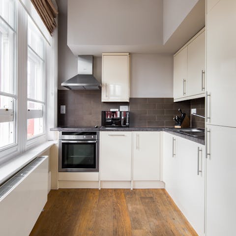 Whip up a celebratory meal in the sleek kitchen when you're not out sampling the countless restaurants on your doorstep