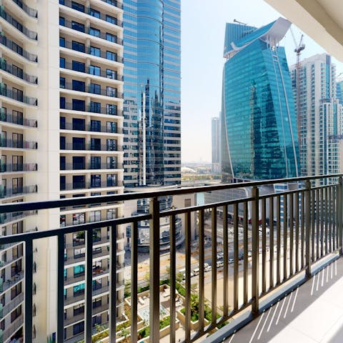 Enjoy the warm Arabian air on the private balcony