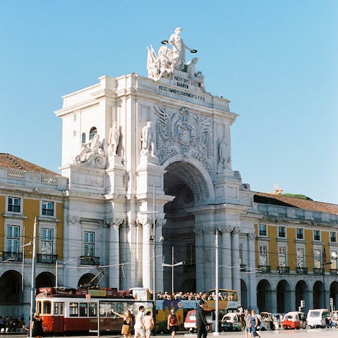 Stroll over to Praça do Comércio in fifteen minutes and continue to the harbour