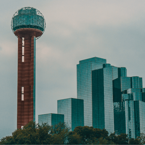 Reach new heights at the Reunion Tower, just a five-minute drive away