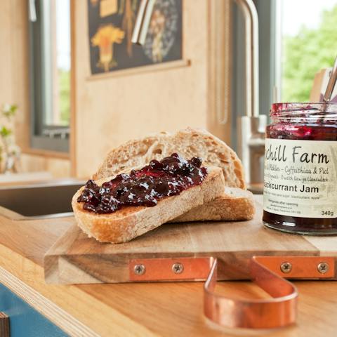 Tuck into freshly made bread and other goodies from the welcome hamper