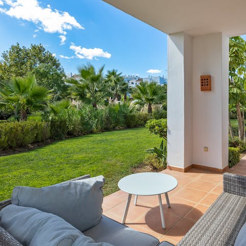 Chill out amid the tropical setting of the garden after a day of discovering Estepona