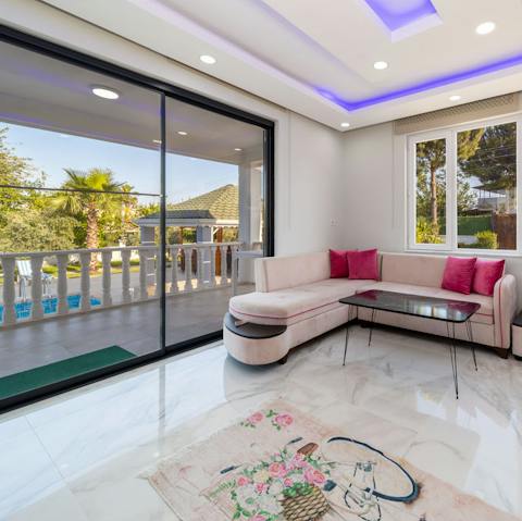 Enjoy the playful spirit of this stylish setting from the living room