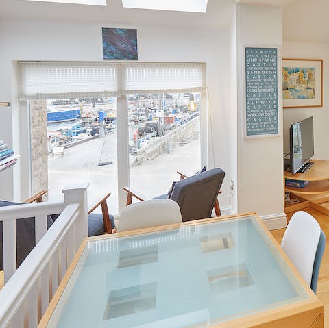 Take in the wonderful views of the harbour from your dining table