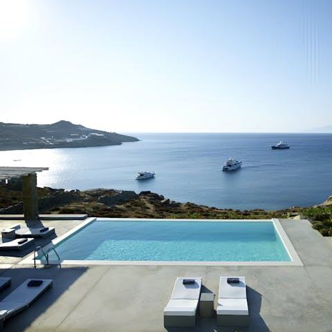 Choose between two infinity pools, both looking out over the Aegean