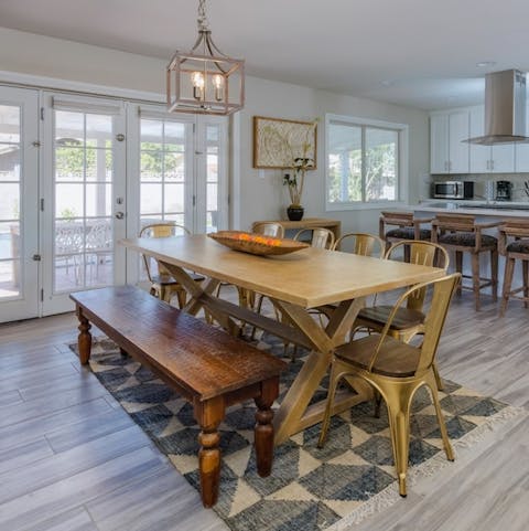 The light-filled garden style dining room