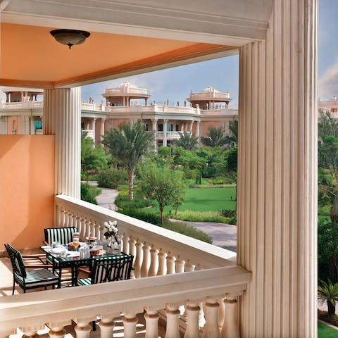 Enjoy baith tamat alfresco on the balcony for breakfast