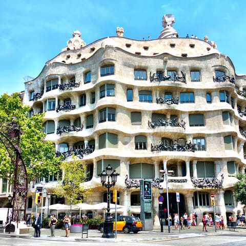 Walk fifteen minutes to the striking architecture of Passeig de Gracia