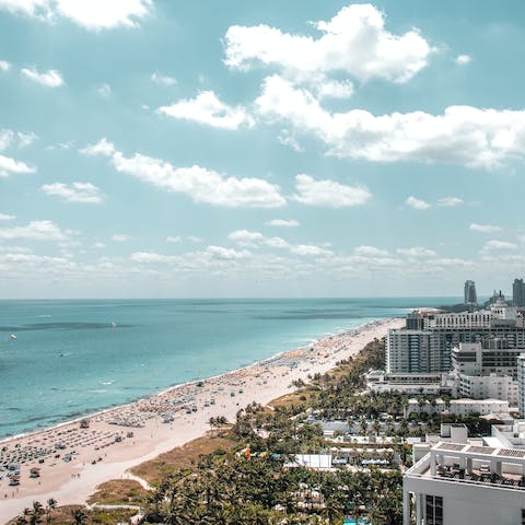 Spend long sunny days sipping margaritas on Miami Beach, only a ten-minute stroll away