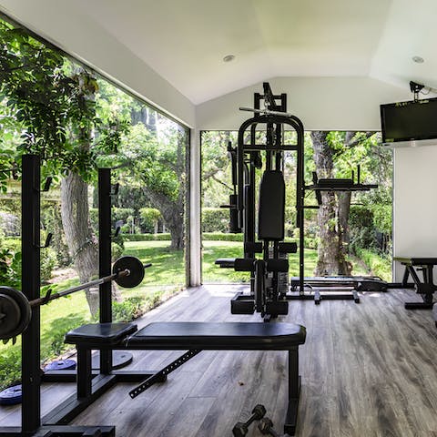 Turn up the tempo in the home's well-equipped gym