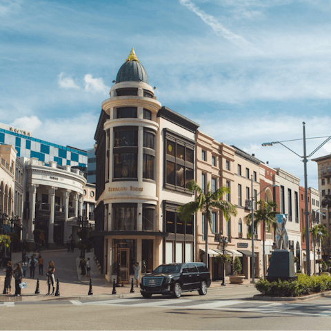Hit the stylish boutiques of Rodeo Drive, only fifteen minutes' drive away