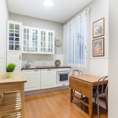 Prepare a Spanish breakfast in the unfussy kitchen