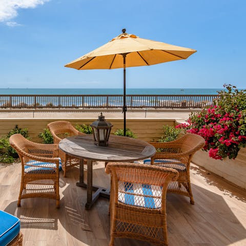 Enjoy al fresco dining and ocean views