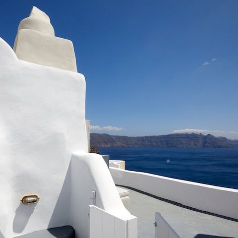 Take in volcanic views over the sparkling seascape
