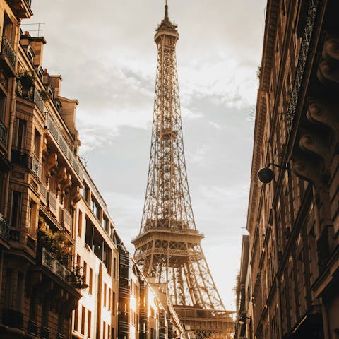 Head to the Eiffel Tower, a fifteen-minute walk away