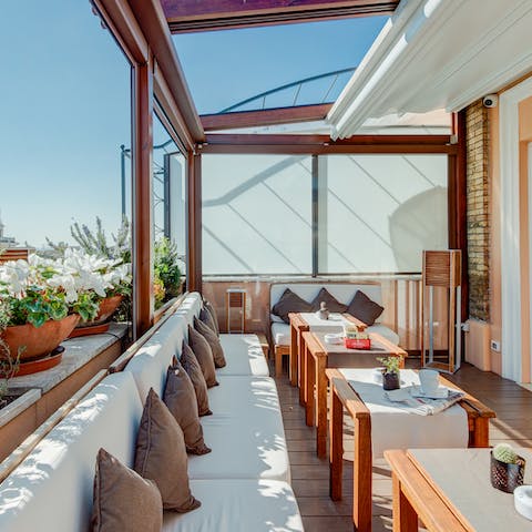 Dine alfresco on the rooftop terrace