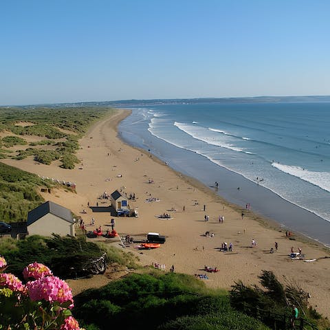 Head to sandy beach at Saunton – just 2 miles away