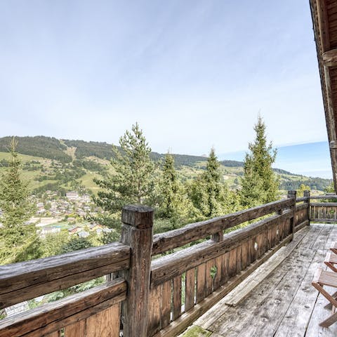 Head out to the traditional chalet balcony for a view of the Alps