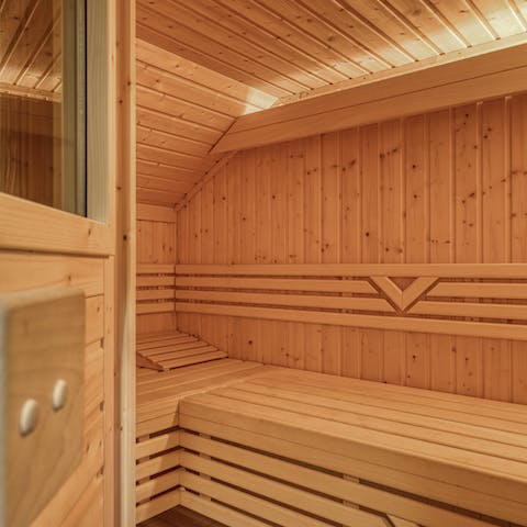 Soothe sore muscles after a ski session in the private sauna