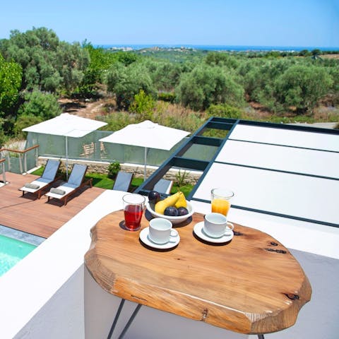 Spot sea views on the horizon while sitting out on the sun-soaked balcony