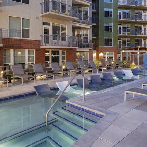 Take a dip in the building's swimming pool