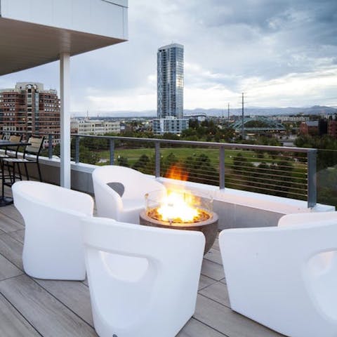 Check out the views from the roof deck, complete with fire pit