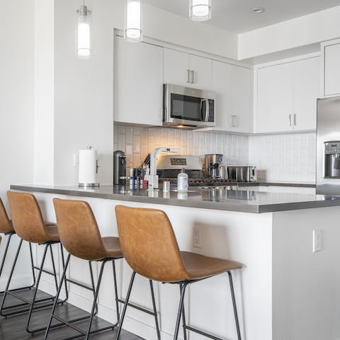 Nibble on breakfast and enjoy a coffee around the kitchen island