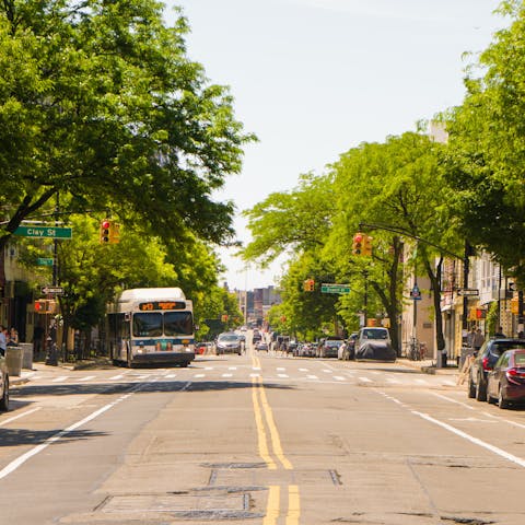 Stay in the peaceful Greenpoint area, removed from the crowds