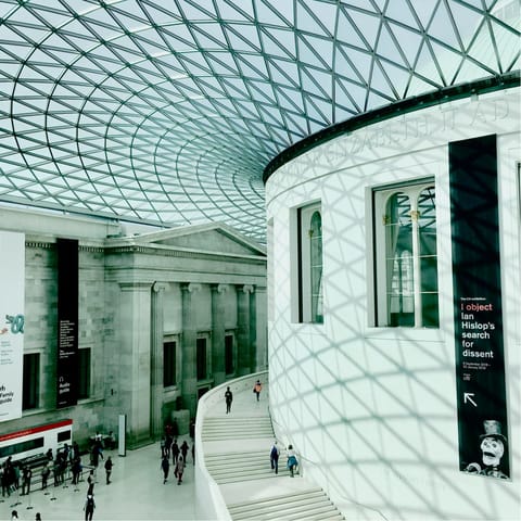 Spend an afternoon at the British Museum, reached in twenty-five minutes by bus