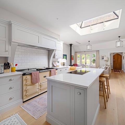 Cook family meals in the beautiful country-style kitchen