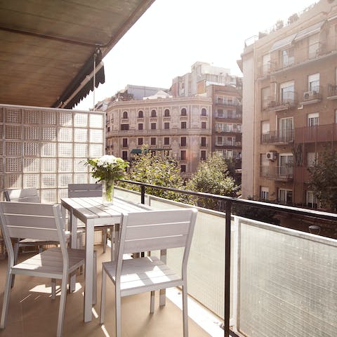 Take your omelette and milky coffee out on the balcony to enjoy