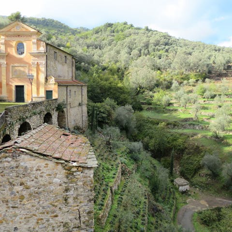 Stay in the pretty village of Torre Papone, just a ten-minute drive from the coast at San Lorenzo al Mare