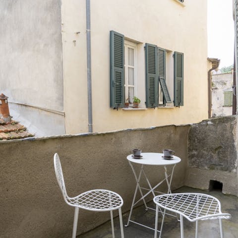 Enjoy your morning coffee on the balcony