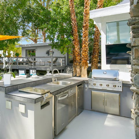 Fire up the barbecue in the summer kitchen and feast in the sunshine