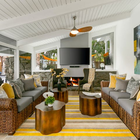 Light the fire if it gets chilly on those cool desert nights