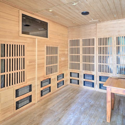 Relax and unwind in your own private sauna 