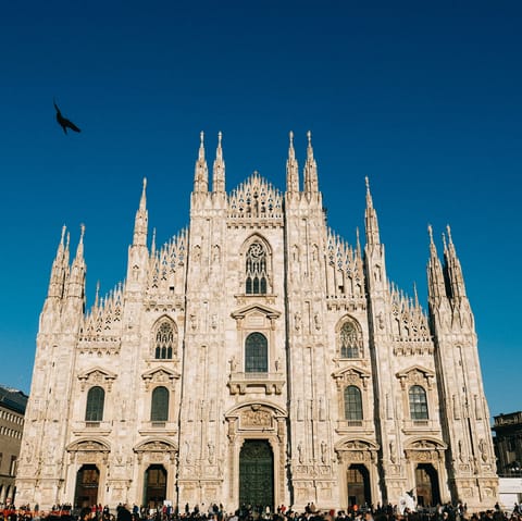 Pay a visit to the iconic Duomo di Milano, a little over a kilometre away