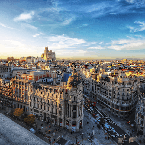 Explore Madrid from your central base, metres from the famous Gran Vía