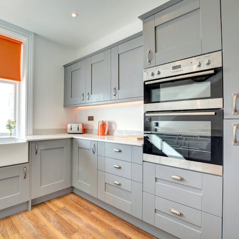 Entertain in the sleek open-plan dining area