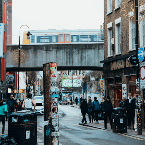 Wander the buzzing streets of Shoreditch – you can be in the centre in a two-minute walk