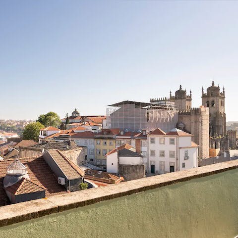 Take in the beautiful views of Porto Cathedral and Clérigos Tower from the terrace