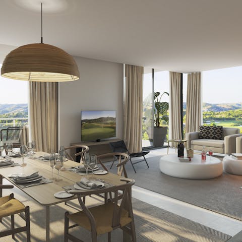 Enjoy each other's company in the open-plan living and dining area