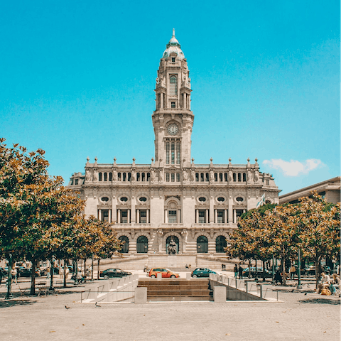 Stay on an old street running parallel to Porto's leafy squares