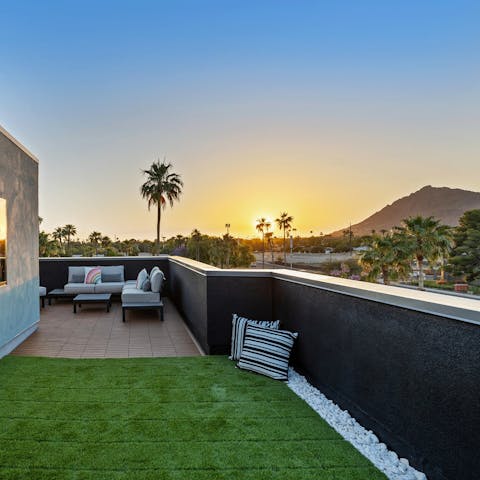 Admire mountain views from the incredible roof terrace