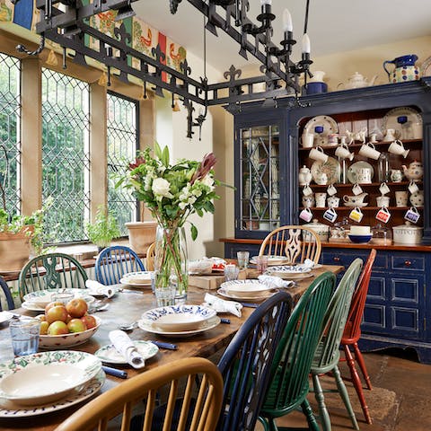 Throw a tea party round the colourful kitchen table