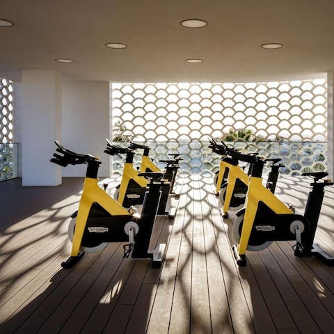 Get your heart racing with an outdoor spin class featuring ocean views