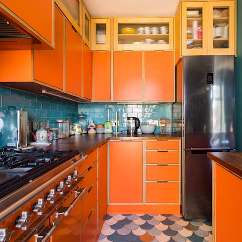 Cook your meals in the funky kitchen
